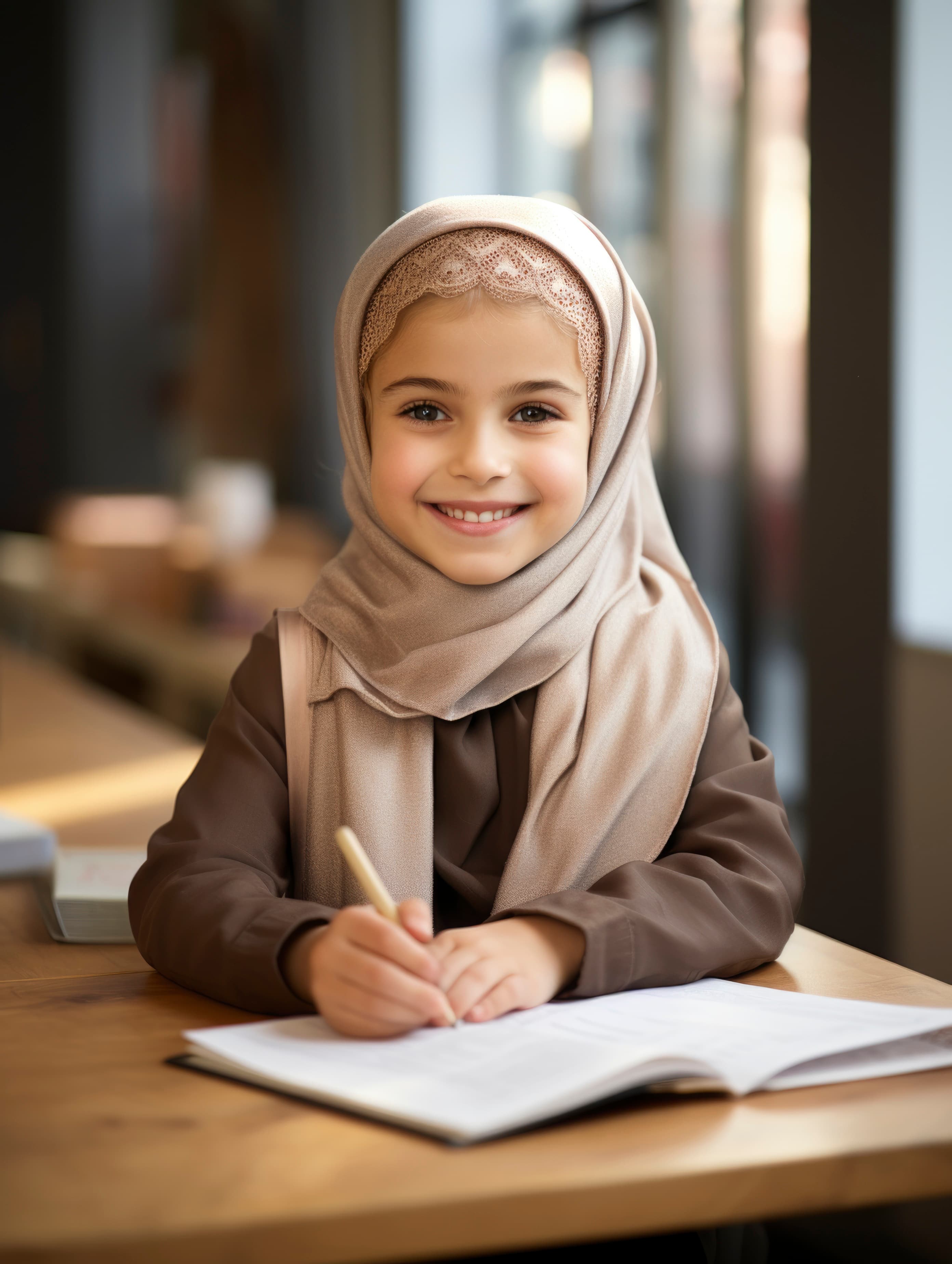 A smiling child supported by a Jamiat welfare campaign